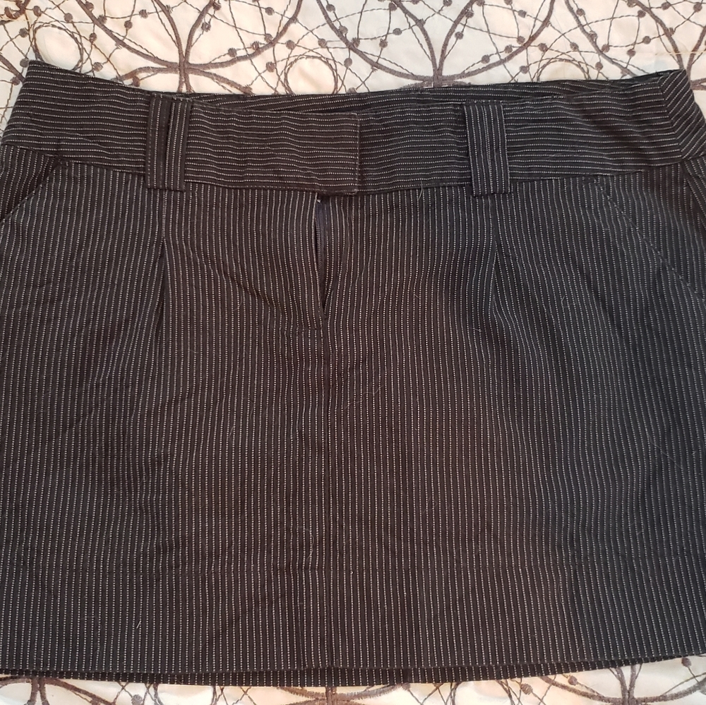 Black and white pinstripe mini skirt